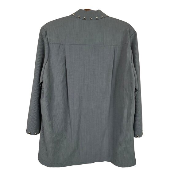 Vintage Carefree Fashions Shirt Skirt Set Size Medium Button Blue Studded Casual - Picture 5 of 16